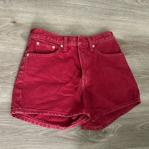 Red high waisted Levi’s shorts
